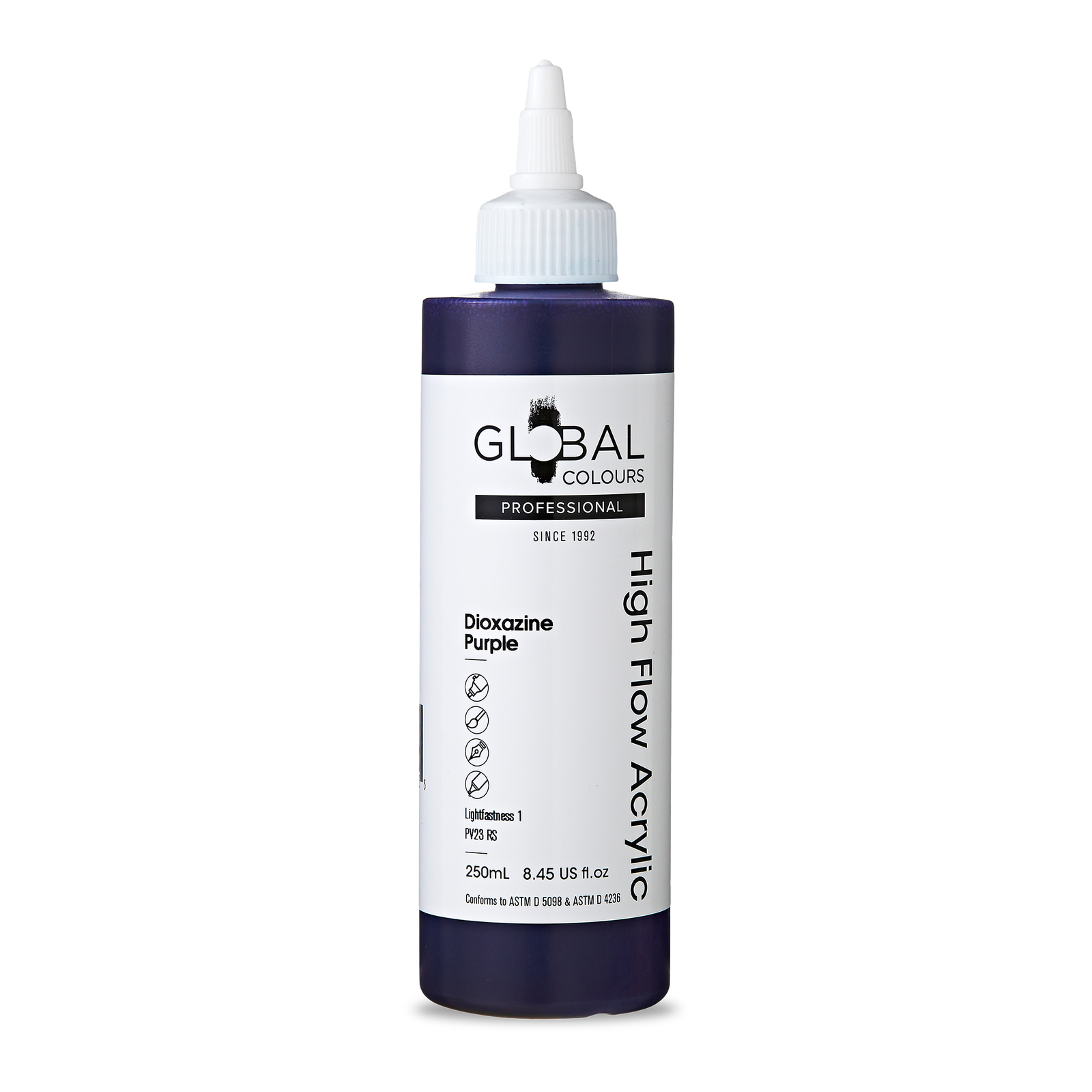 Global Dioxazine Purple - 250ml High Flow Professional Acrylic Paint