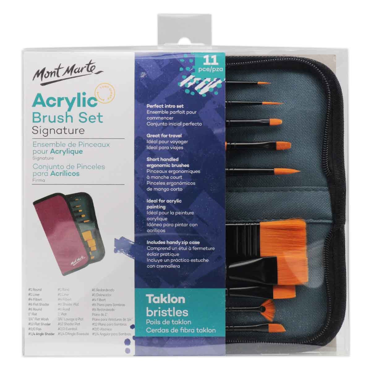 MONT MARTE Professional Stencil Brush Set 12/8/4